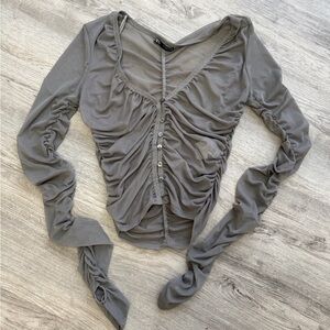 Zara Charcoal Ruched Blouse
